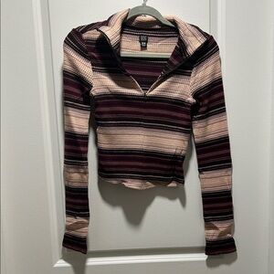 Urban Outfitters striped cropped long sleeves